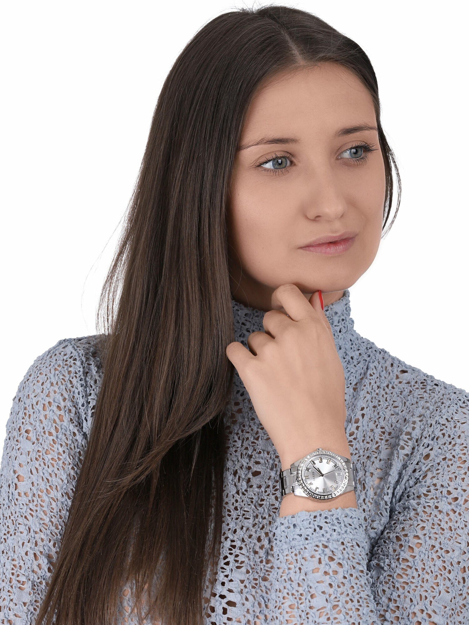  Shop Authentic Guess Sparkler Diamonds Silver Dial Silver Steel Strap Watch for Women - GW0111L1 - Luxxuri