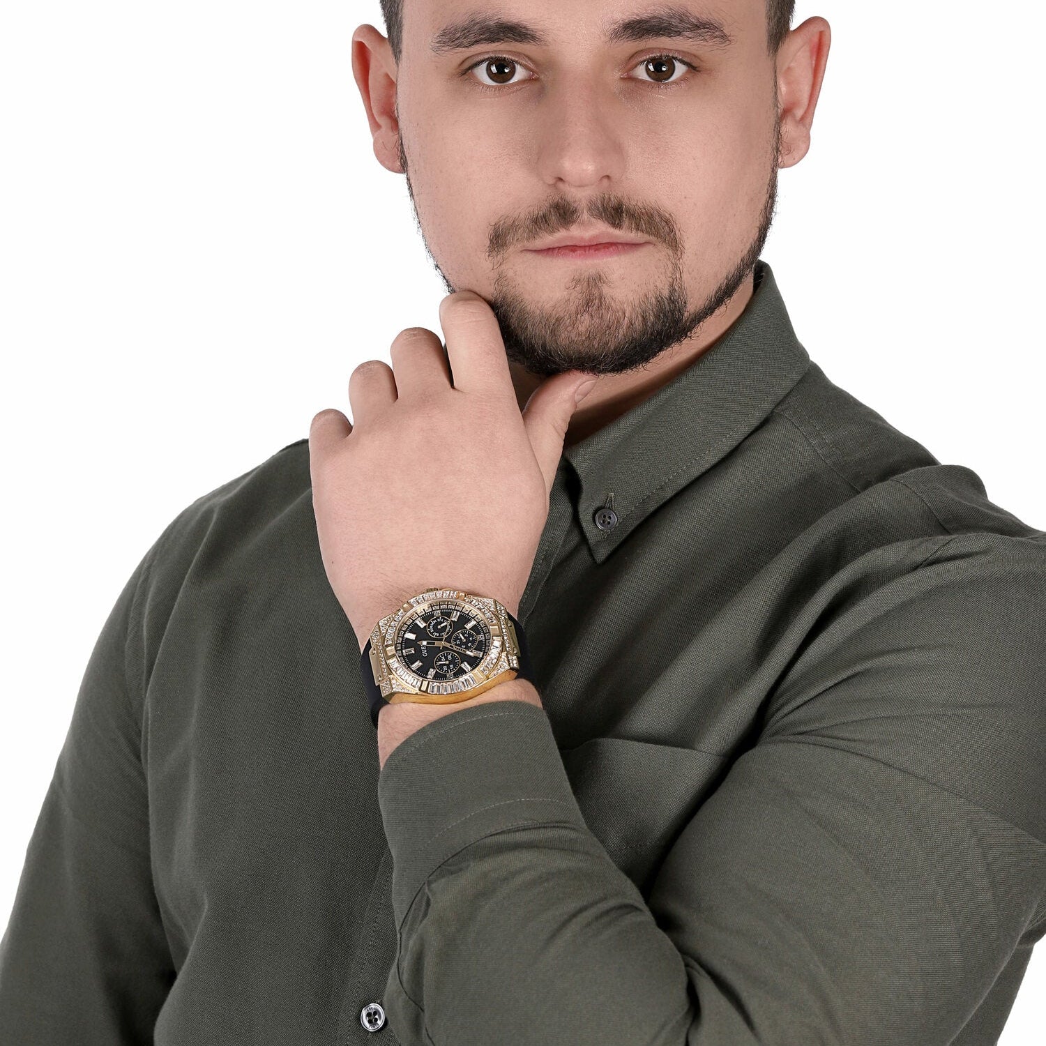  Shop Authentic Guess Zeus Chronograph Diamonds Black Dial Black Silicone Strap Watch For Men - GW0208G2 - Luxxuri