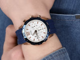 Shop Authentic Guess Caliber Chronograph White Dial Blue Silicone Strap Watch for Men - W0864G5 - Luxxuri