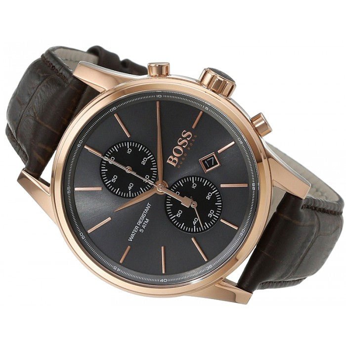  Shop Authentic Hugo Boss Jet Grey Dial Brown Leather Strap Watch for Men - 1513281 - Luxxuri