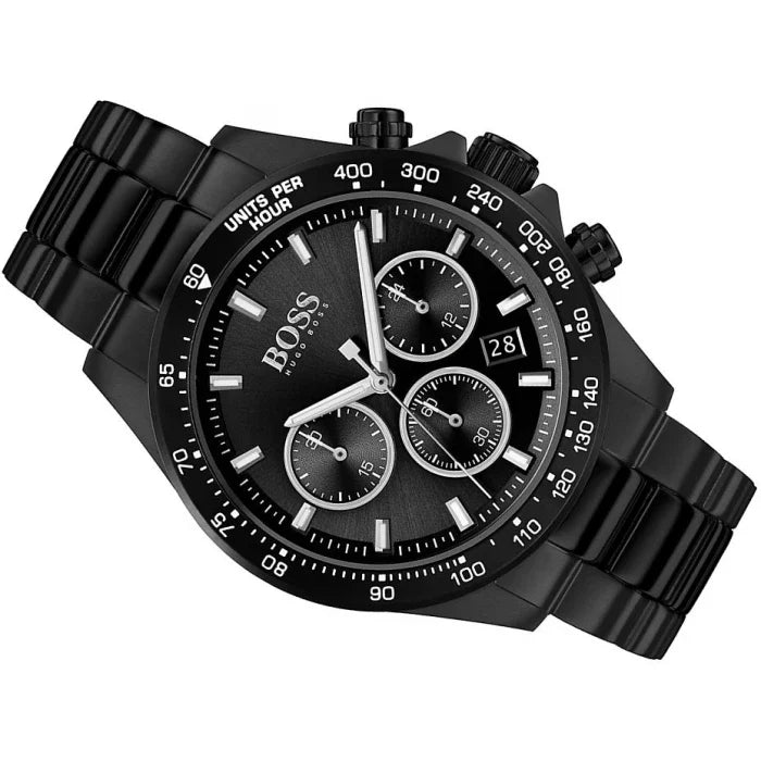 Hugo Boss Hero Black Dial Black Steel Strap Watch for Men - 1513754