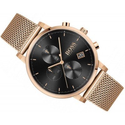  Shop Authentic Hugo Boss Integrity Black Dial Gold Mesh Bracelet Watch for Men - 1513808 - Luxxuri