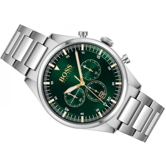  Shop Authentic Hugo Boss Pioneer Green Dial Silver Steel Strap Watch for Men - 1513868 - Luxxuri