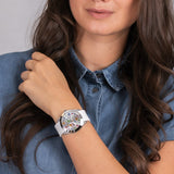  Shop Authentic Guess Wanderlust Crystals Silver Dial White Rubber Strap Watch For Women - W1059L3 - Luxxuri
