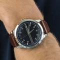  Shop Authentic Armani Exchange Hampton Chronograph Blue Dial Brown Leather Strap Watch For Men - AX2133 - Luxxuri