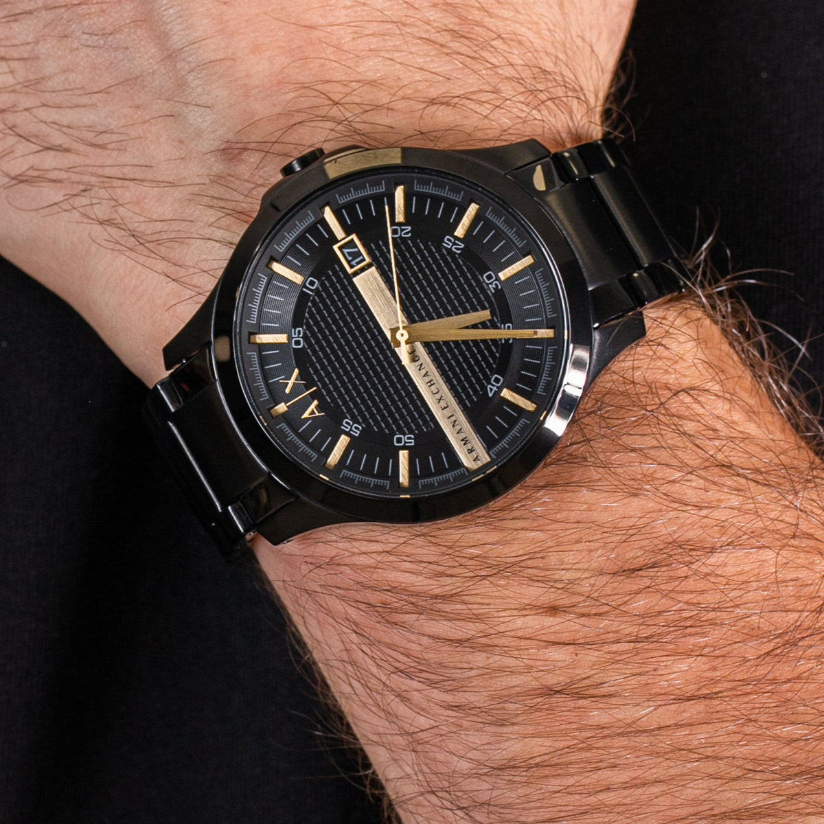  Shop Authentic Armani Exchange Hampton Chronograph Black Dial Black Steel Strap Watch For Men - AX2413 - Luxxuri