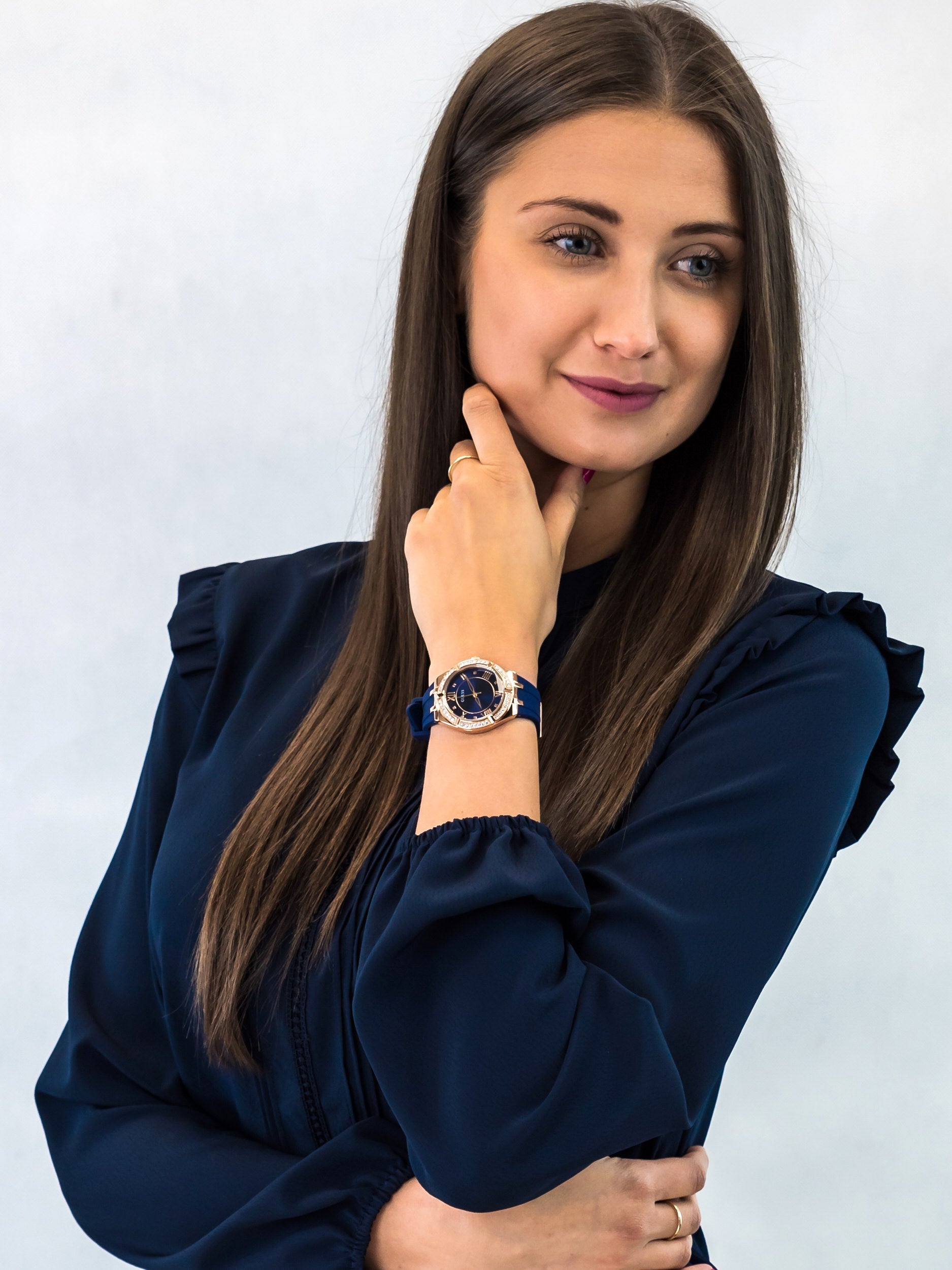  Shop Authentic Guess Cosmo Diamonds Blue Blue Dial Blue Silicone Strap Watch for Women - GW0034L4 - Luxxuri