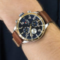  Shop Authentic Tommy Hilfiger Sport Multifunction Blue Dial Brown Leather Strap Watch for Men - 1791137 - Luxxuri