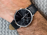  Shop Authentic Tommy Hilfiger Brooklyn Black Dial Black Leather Strap Watch for Men - 1791509 - Luxxuri