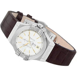 Shop Authentic Maserati Potenza Silver Dial Brown Leather Strap Watch For Women - R8851108506 - Luxxuri