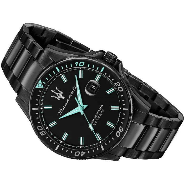  Shop Authentic Maserati SFIDA Aqua Edition Analog Black Dial Black Steel Strap Watch For Men - R8853144001 - Luxxuri