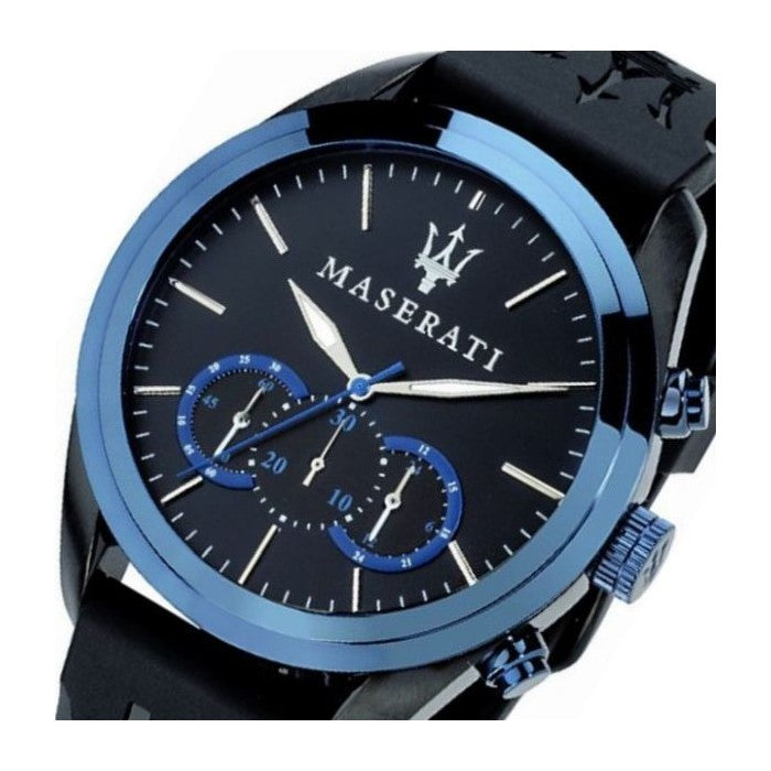  Shop Authentic Maserati Traguardo Sports Blue Dial Black Rubber Strap Watch For Men - R8871612006 - Luxxuri