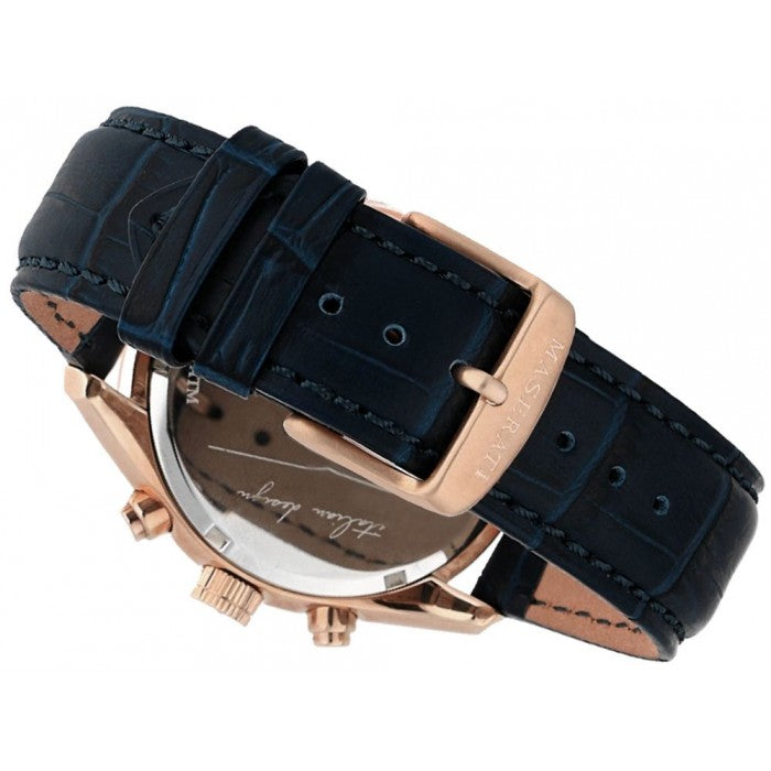 Maserati Traguardo Chronograph Blue Dial Blue Leather Strap Watch for Men - R8871612015