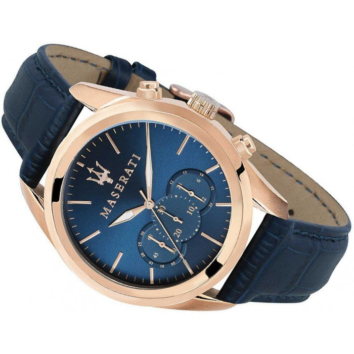  Shop Authentic Maserati Traguardo Chronograph Blue Dial Blue Leather Strap Watch for Men - R8871612015 - Luxxuri