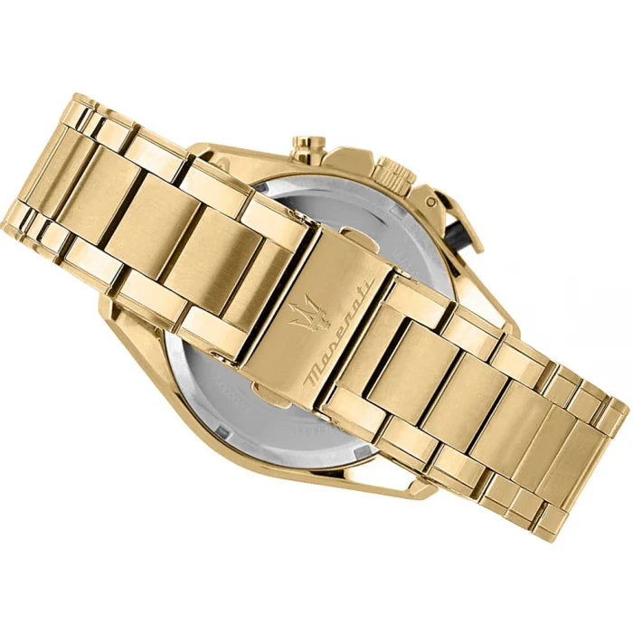  Shop Authentic Maserati Traguardo Chronograph Black Dial Gold Steel Strap Watch For Men - R8873612041 - Luxxuri