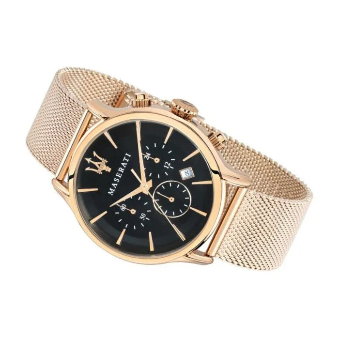  Shop Authentic Maserati Epoca Black Dial Gold Mesh Bracelet Watch For Men - R8873618005 - Luxxuri