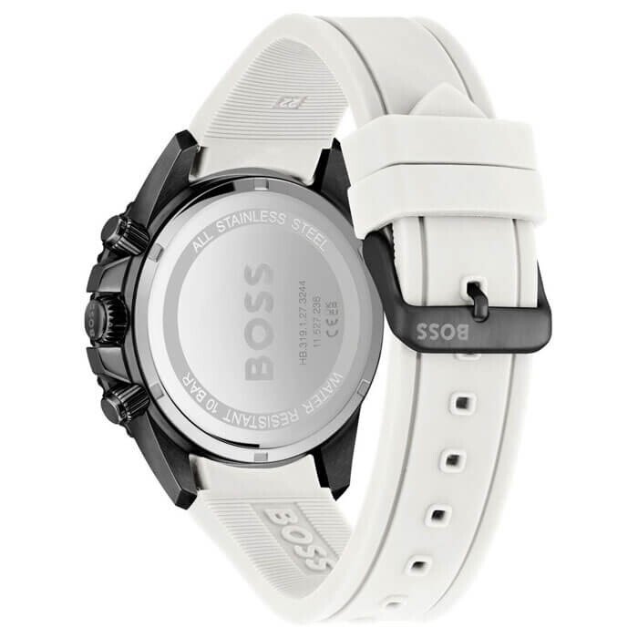  Shop Authentic Hugo Boss Admiral Chronograph Black Dial White Rubber Strap Watch for Men - 1513966 - Luxxuri
