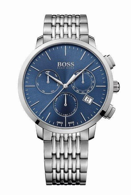 Hugo Boss Associate Blue Dial Silver Steel Strap Watch for Men - 1513269