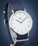  Shop Authentic Daniel Wellington Classic Bayswater White Dial Blue NATO Strap Watch For Men - DW00100276 - Luxxuri