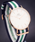  Shop Authentic Daniel Wellington Classic Nottingham White Dial Two Tone NATO Strap Watch For Men - 0108DW - Luxxuri