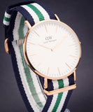  Shop Authentic Daniel Wellington Classic Nottingham White Dial Two Tone NATO Strap Watch For Men - 0108DW - Luxxuri