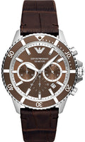  Shop Authentic Emporio Armani Diver Chronograph Brown Dial Brown Leather Strap Watch For Men - AR11486 - Luxxuri