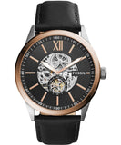  Shop Authentic Fossil Flynn Mechanical Black Dial Black Leather Strap Watch for Men - BQ2216 - Luxxuri