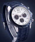  Shop Authentic Guess Caliber Chronograph White Dial Blue Rubber Strap Watch for Men - W0864G6 - Luxxuri