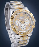  Shop Authentic Guess Frontier Chronograph Crystals Silver Dial Two Tone Steel Strap Watch for Men - W0799G4 - Luxxuri