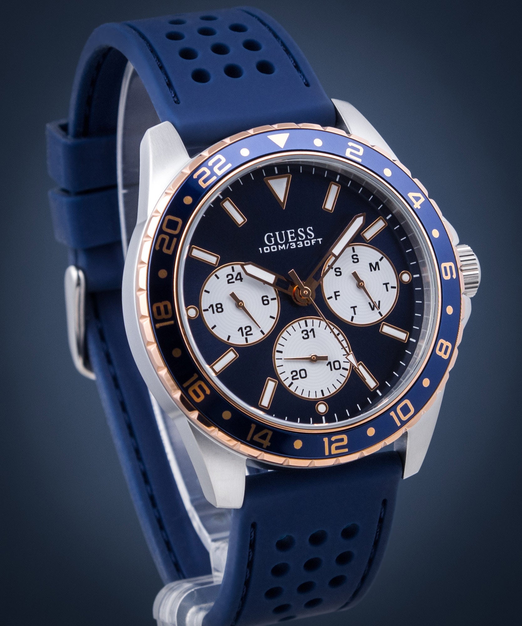  Shop Authentic Guess Odyssey Multifunction Blue Dial Blue Rubber Strap Watch For Men - W1108G4 - Luxxuri