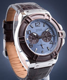  Shop Authentic Guess Rigor Analogue Quartz Blue Dial Brown Leather Strap Watch For Men - W0040G10 - Luxxuri