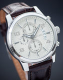  Shop Authentic Guess Exec Chronograph White Dial Brown Leather Strap Watch For Men - W0076G2 - Luxxuri