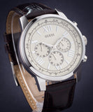  Shop Authentic Guess Horizon Chronograph White Dial Brown Leather Strap Watch For Men - W0380G2 - Luxxuri