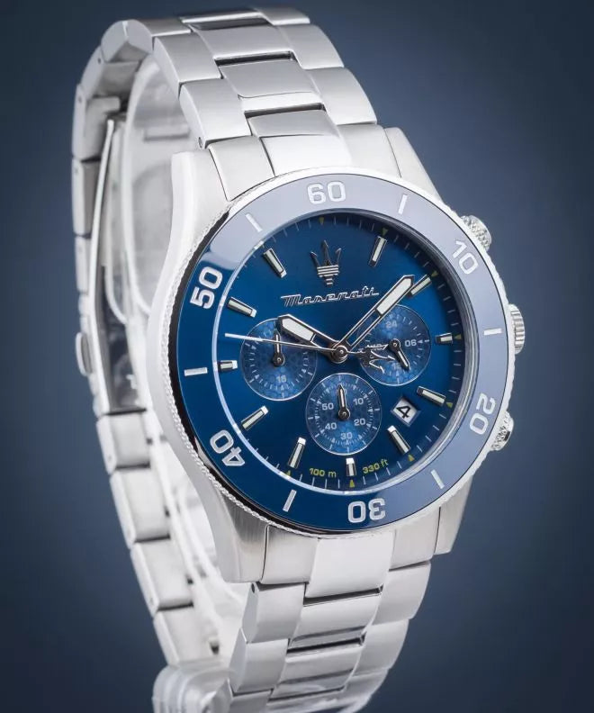  Shop Authentic Maserati Competizione Chronograph Blue Dial Silver Steel Strap Watch For Men - R8873600002 - Luxxuri