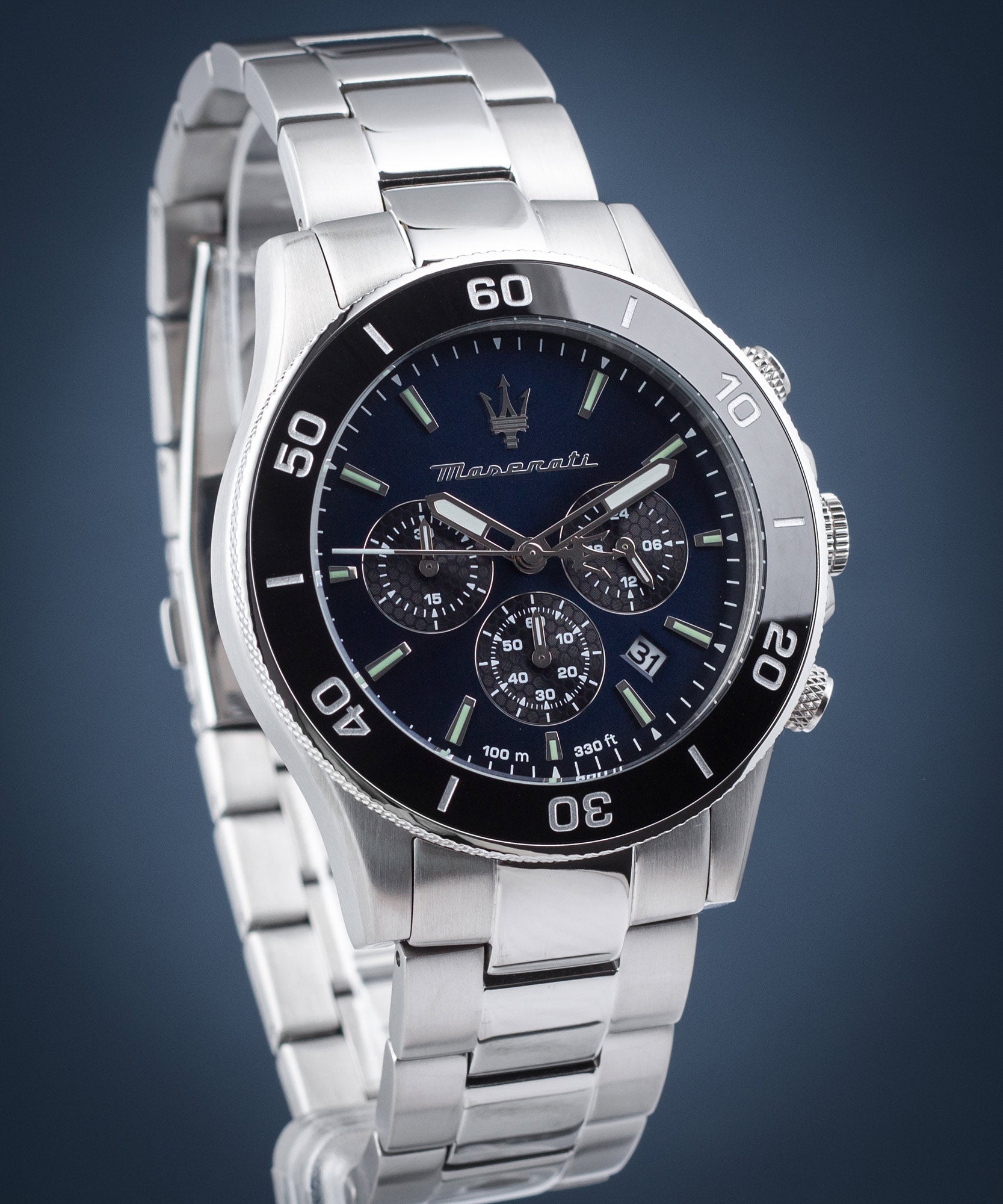  Shop Authentic Maserati Competizione Chronograph Blue Dial Silver Steel Strap Watch For Men - R8873600009 - Luxxuri