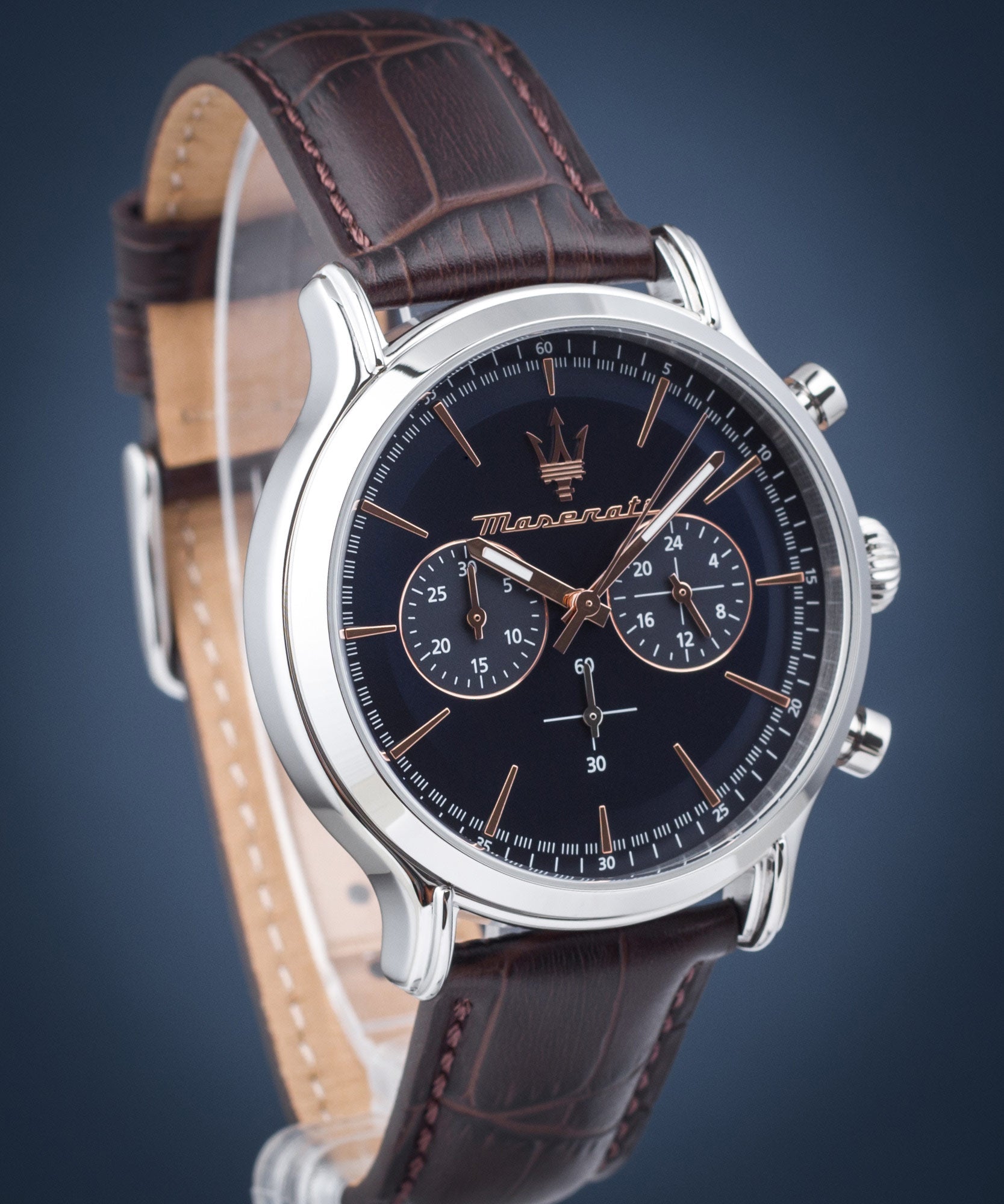  Shop Authentic Maserati Epoca Chronograph Blue Dial Brown Leather Strap Watch For Men - R8871618014 - Luxxuri