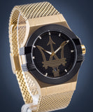  Shop Authentic Maserati Potenza Quartz Black Dial Gold Mesh Bracelet Watch For Men - R8853108006 - Luxxuri