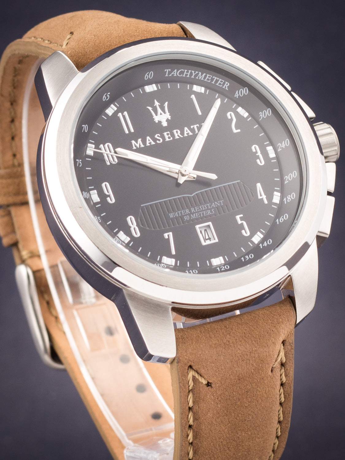  Shop Authentic Maserati Successo Black Dial Beige Leather Strap Watch For Men - R8851121004 - Luxxuri