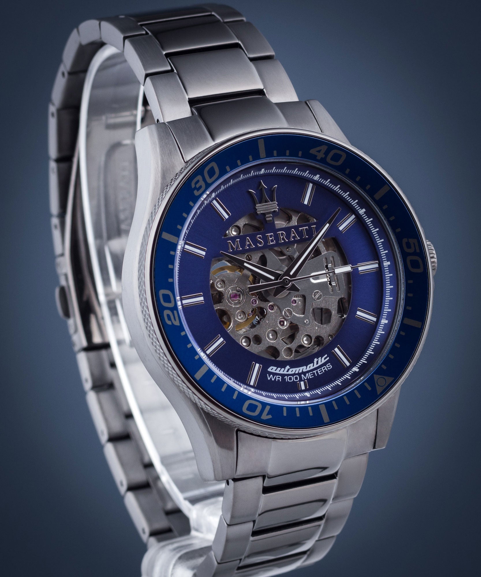  Shop Authentic Maserati SFIDA Automatic Blue Dial Silver Steel Strap Watch For Men - R8823140001 - Luxxuri