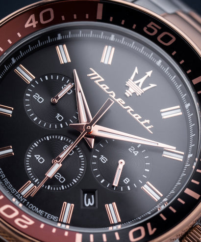  Shop Authentic Maserati SFIDA Chronograph Black Dial Two Tone Steel Strap Watch For Men - R8873640009 - Luxxuri