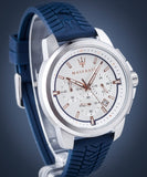  Shop Authentic Maserati Successo Chronograph White Dial Blue Rubber Strap Watch For Men - R8871621013 - Luxxuri