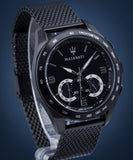  Shop Authentic Maserati Traguardo Chronograph Black Dial Black Mesh Bracelet Watch For Men - R8873612031 - Luxxuri