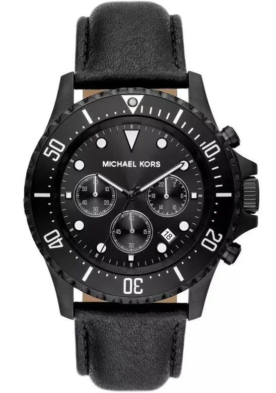  Shop Authentic Michael Kors Everest Chronograph Black Dial Black Leather Strap Watch For Men - MK9053 - Luxxuri