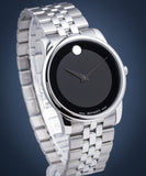  Shop Authentic Movado Museum Classic Black Dial Silver Steel Strap Watch For Men - 606504 - Luxxuri