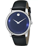  Shop Authentic Movado Museum Classic Blue Dial Black Leather Strap Watch for Men - 606610 - Luxxuri