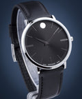  Shop Authentic Movado Ultra Slim Black Dial Black Leather Strap Watch For Men - 0607086 - Luxxuri