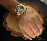  Shop Authentic Guess Trophy Diamonds Black Dial Gold Steel Strap Watch for Men - GW0390G2 - Luxxuri