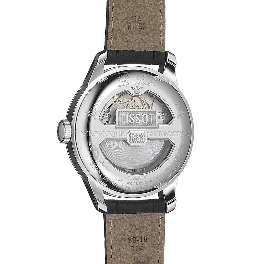 Tissot Le Locle Powermatic 80 Silver Dial Black Leather Strap Watch For Men - T006.407.16.033.00