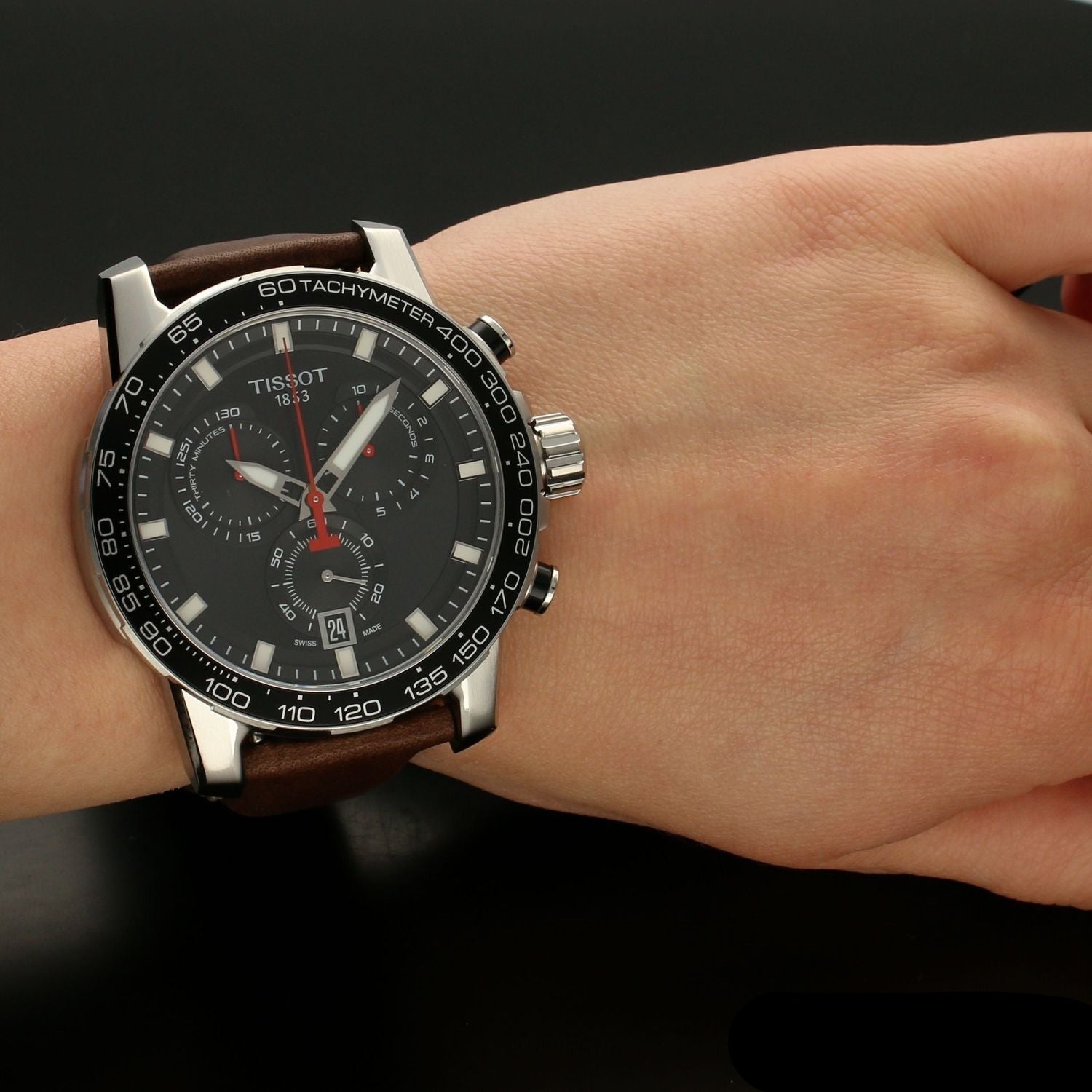  Shop Authentic Tissot Supersport Chrono Black Dial Brown Leather Strap Watch for Men - T125.617.16.051.01 - Luxxuri