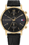  Shop Authentic Tommy Hilfiger Daniel Black Dial Black Leather Strap Watch for Men - 1710417 - Luxxuri